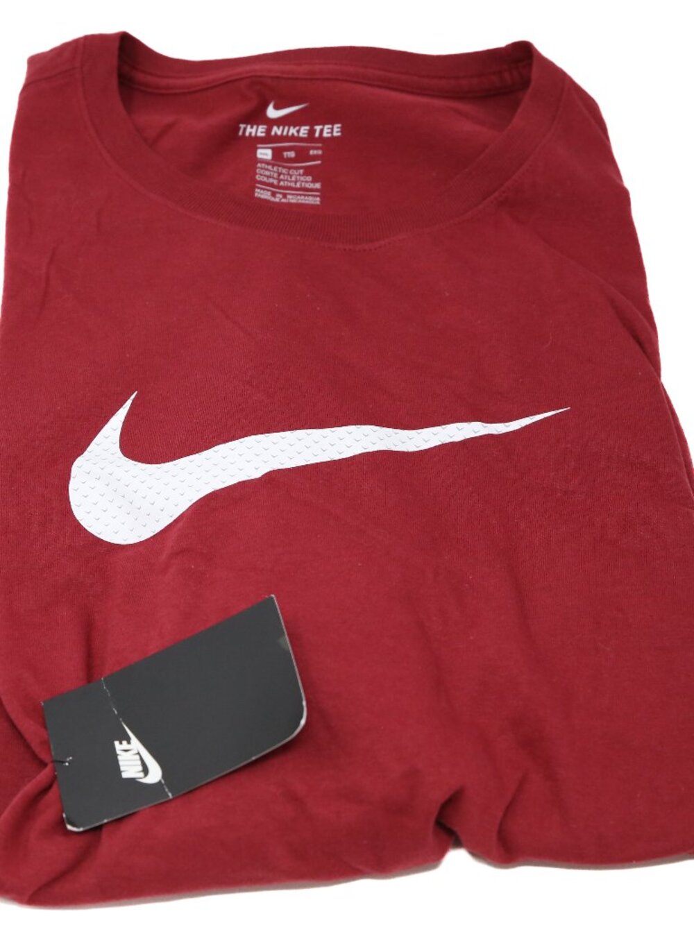 NWT The Nike Tee Men's 2XL Maroon and White Swoosh Logo T-shirt NEW Crewneck